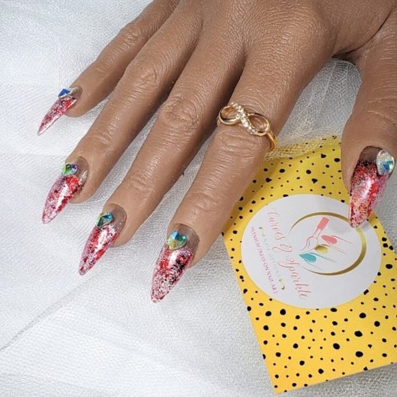 " All My Heart Set " Press on Nails- Size Large - Picture 3 of 5